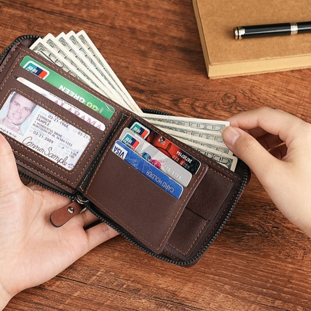 Men Short Wallets PU Zipper Co - Index Card Holder recensie en prijs